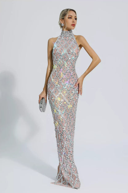 Silver Sparkle Maxi Gown