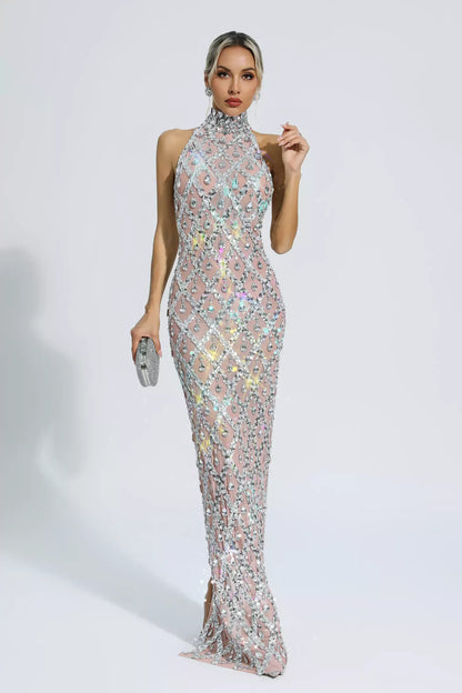 Silver Sparkle Maxi Gown