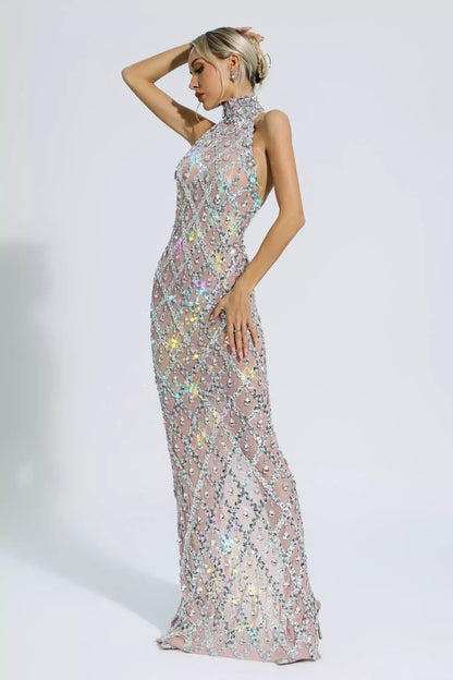 Silver Sparkle Maxi Gown