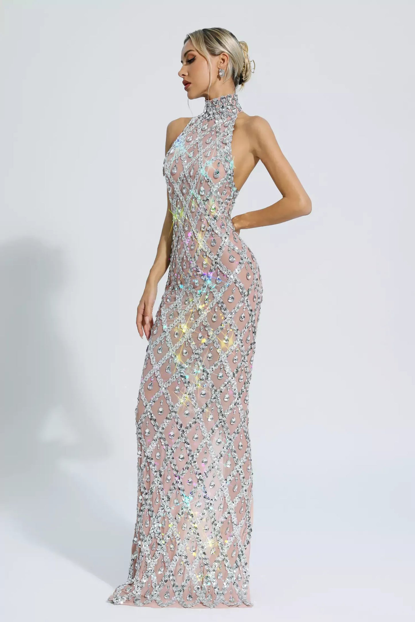 Silver Sparkle Maxi Gown